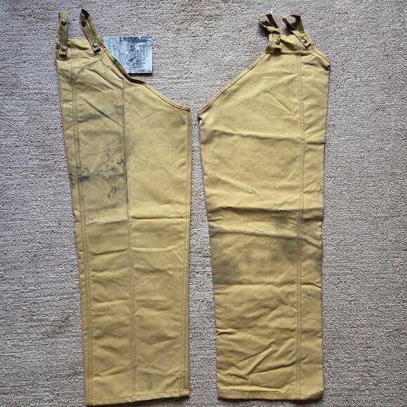 Filson Hunting Chaps Tin Cloth Waxed Cotton Size Long Made in USA Style 22H Tan - Picture 1 of 12